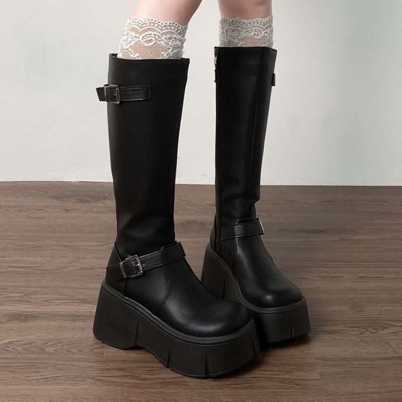 Leather Classic Strap - Classics Black Women's Boots Height Increasing