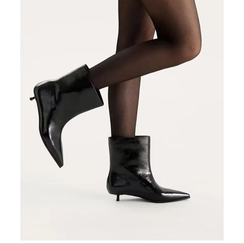 Leather Classic Strap - New Fall Winter Women Black Shiny
