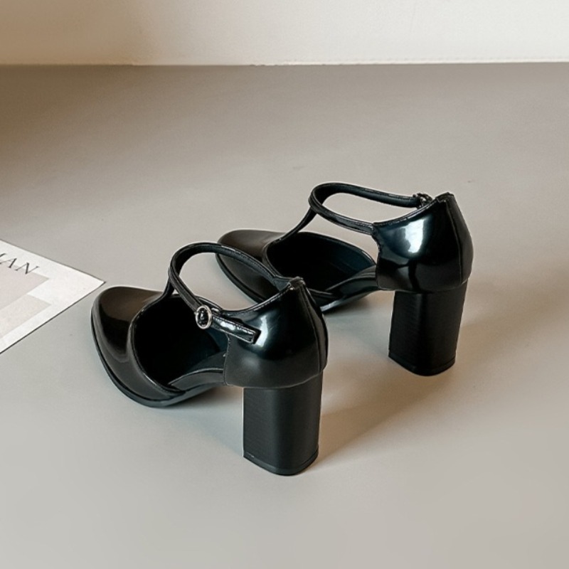 Mary Jane Shoes Black High Hee - Leather Classic Strap ulasan dan harga