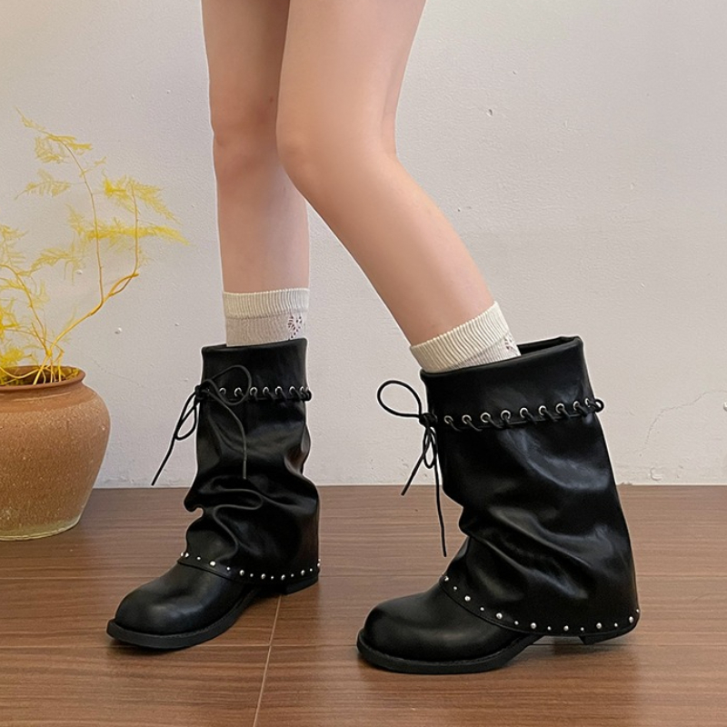 Women Slouchy Mid Calf Boots R - Leather Classic Strap ulasan dan harga